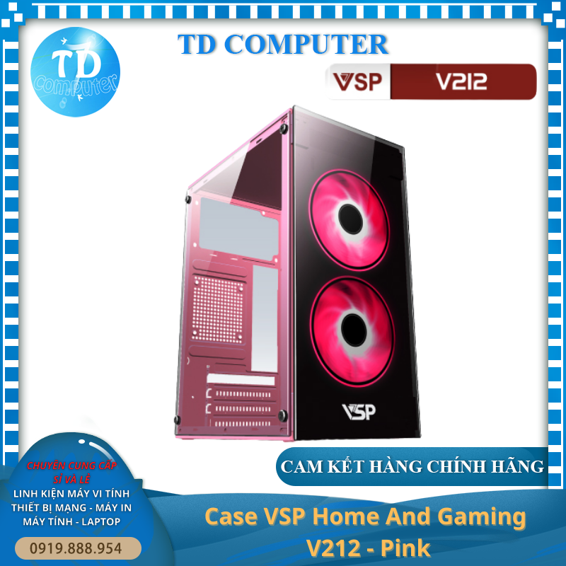 Vỏ máy tính Case VSP V212 Mica trong suốt Không FAN - Hàng chính hãng TECH VISION phân phối