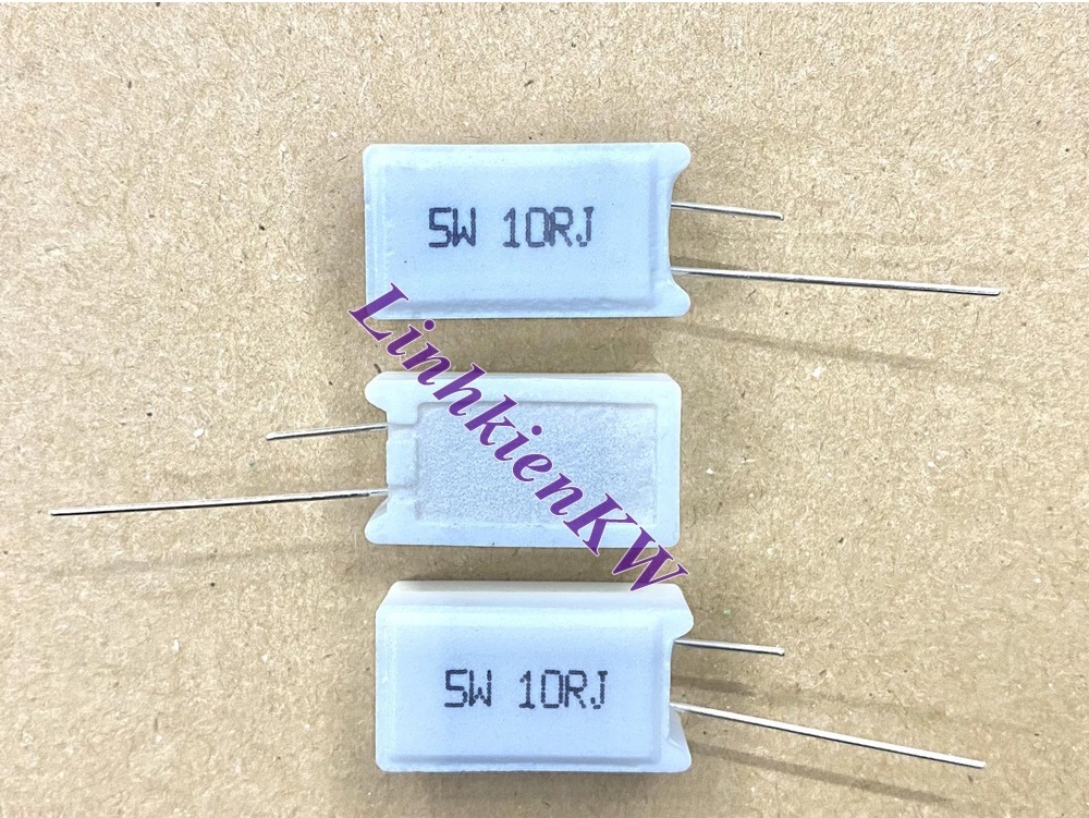 Trở Sứ Cắm 5W 10RJ 1% Chân Đồng, Mới 100%.