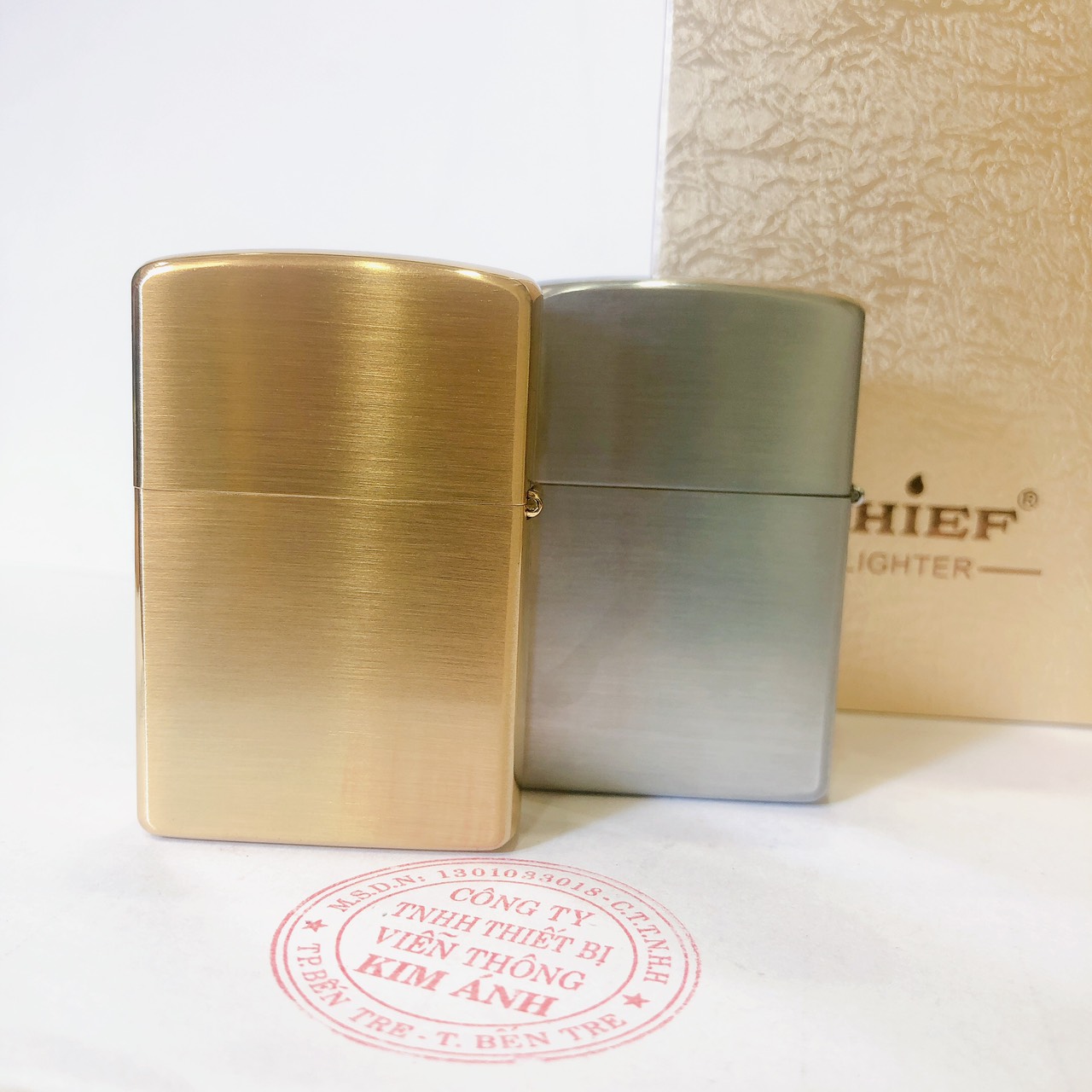 Hộp quẹt, bật lửa Chief đồng nguyên chất chủ đề Long Phụng Giao Tranh, hàng loại 1 cao cấp vỏ bằng đồng