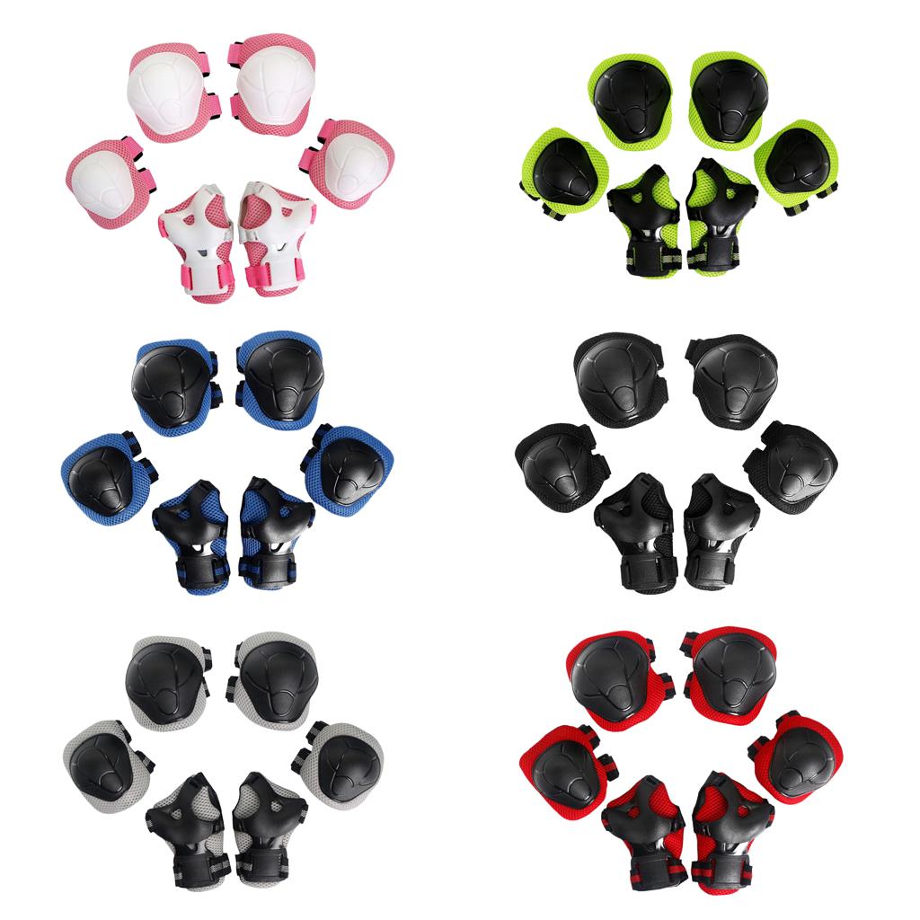 6 Pcs Kid Child Roller Skating Bicycle Bike Knee Wrist Elbow Pad Sets - 6 colors to choose