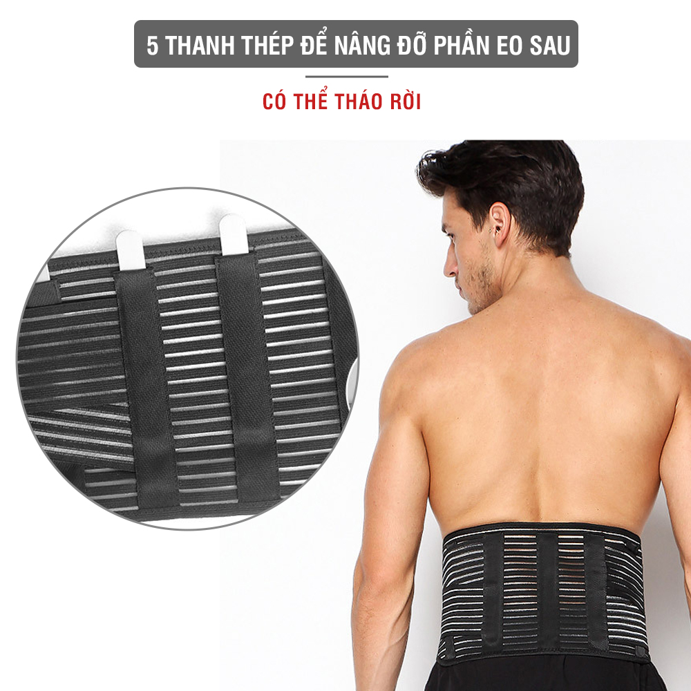 Đai lưng cột sống thoáng khí, có thanh nẹp GoodFit GF725WS đai cột sống giảm chấn thương lưng, cột sống