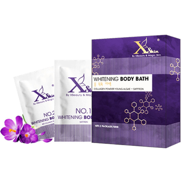 XSKIN Whitening Body Bath - Kem Dưỡng Trắng Da Toàn Thân Gồm Saffron Và Kem Ủ Trắng ( hộp 2 gói)