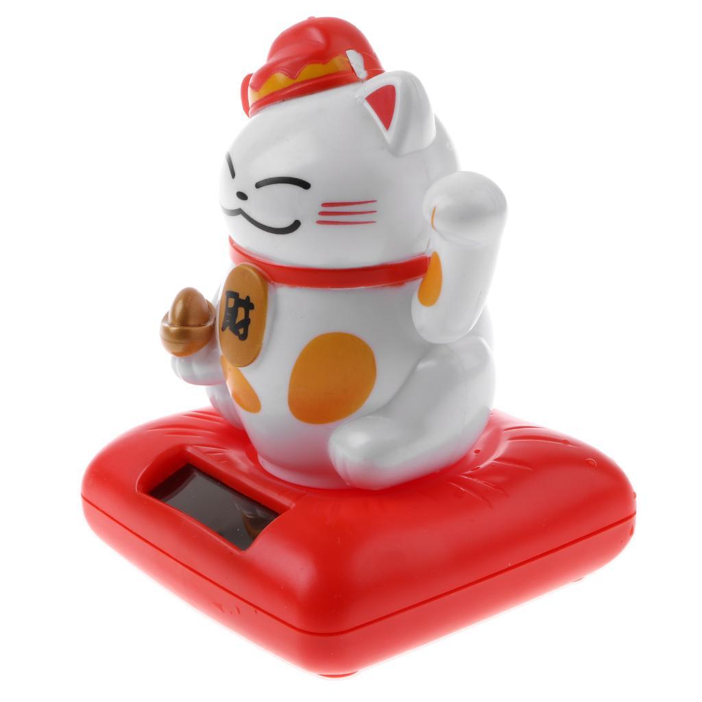 Kids Solar Powered Waving Hands Fortune Cat Kitten Animal Swinging Figure Toy Car Home Ornament Decor Kids Xmas Gifts Gag Prank Toys #C