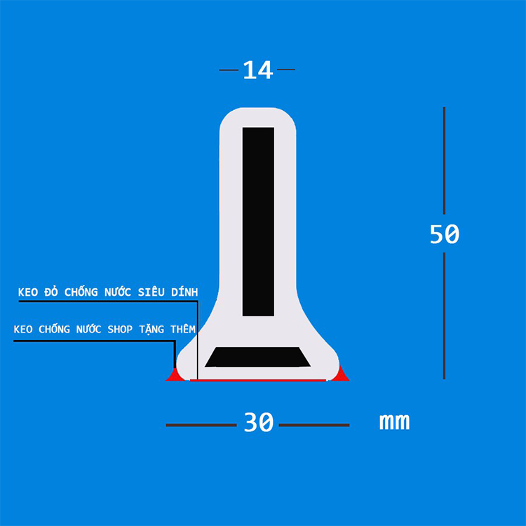 Dải silicon chặn nước, thanh ngăn nước phòng tắm, nhà vệ sinh, máy giặt và bồn rửa ( cao 5cm )