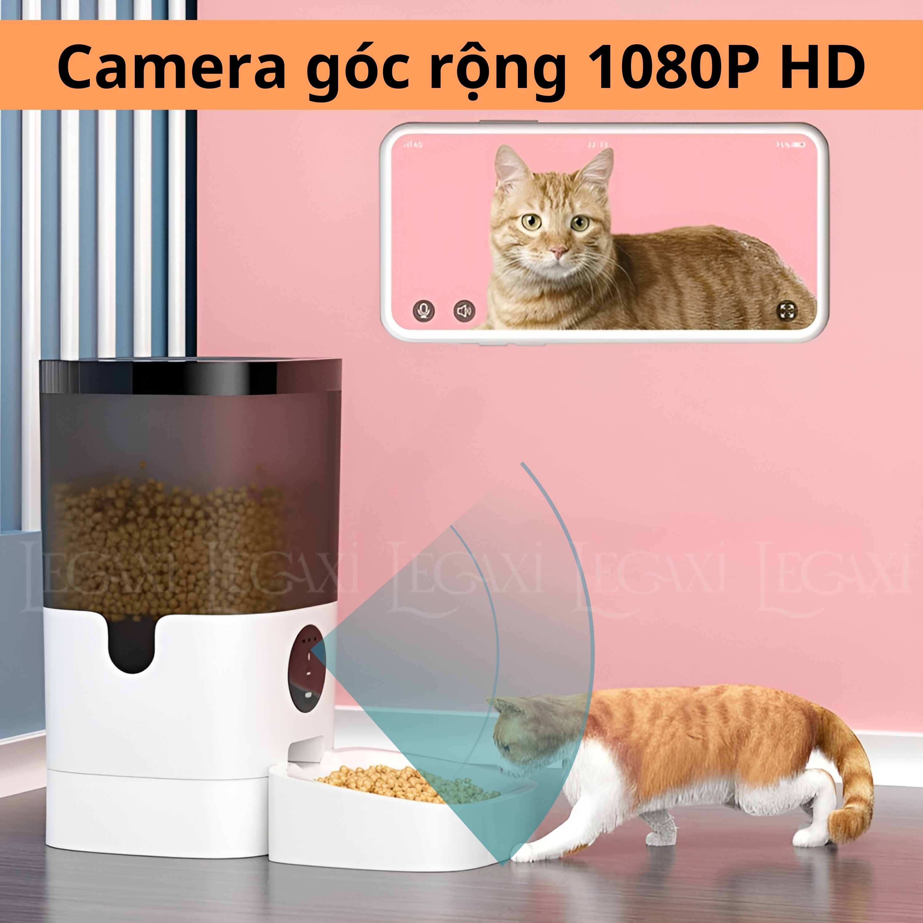 Máy Cho Ăn Tự Động Chó Mèo Pet Thú Cưng Dung Tích 6 Lít Camera Kết Nối Bluetooth App Ghi Âm Dudupet Cat Dog Legaxi