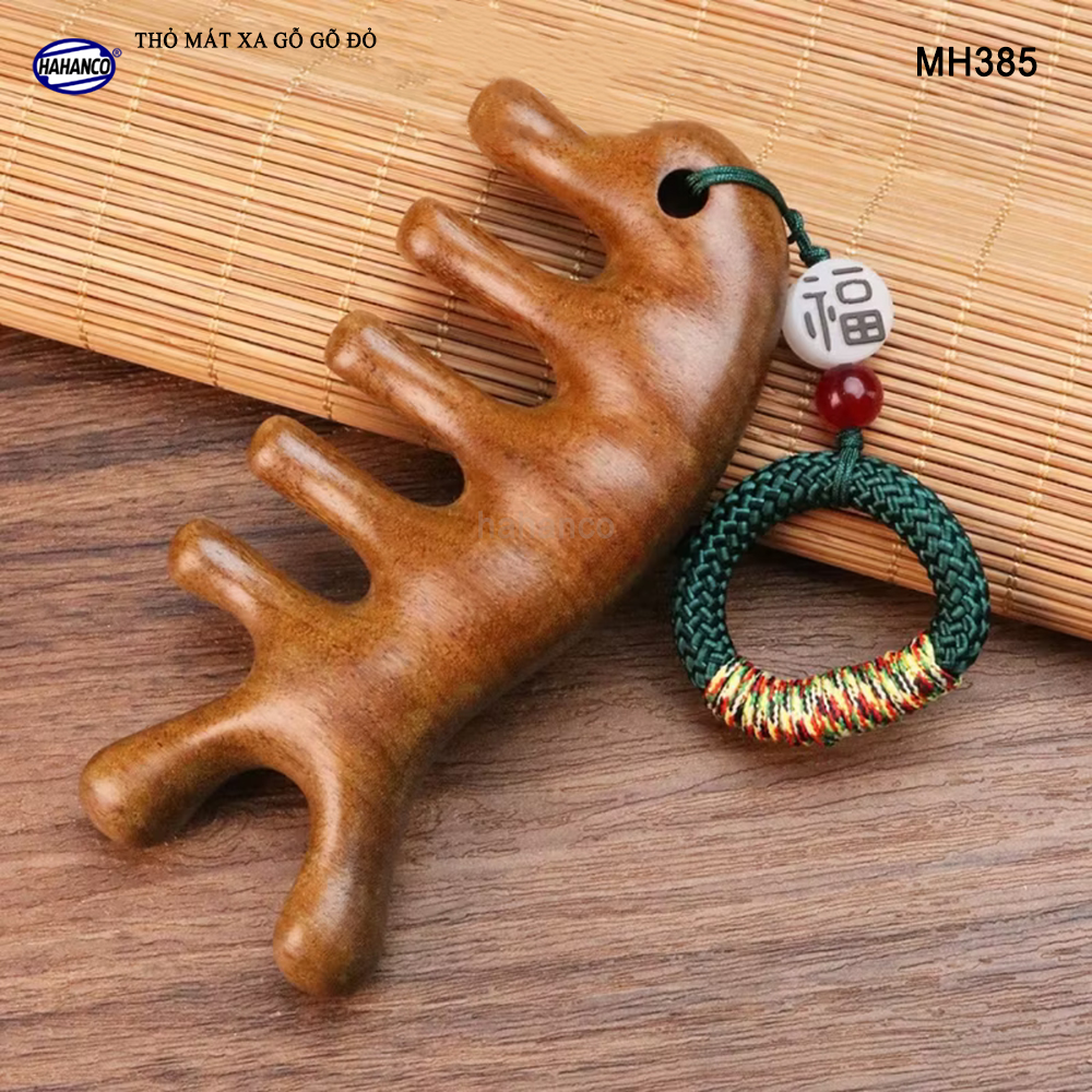 Dụng Cụ Mát Xa Tai Thỏ 5 Răng Gỗ Gõ Đỏ Thư Giãn Giảm Dụng Tóc - HAHANCO - MH385