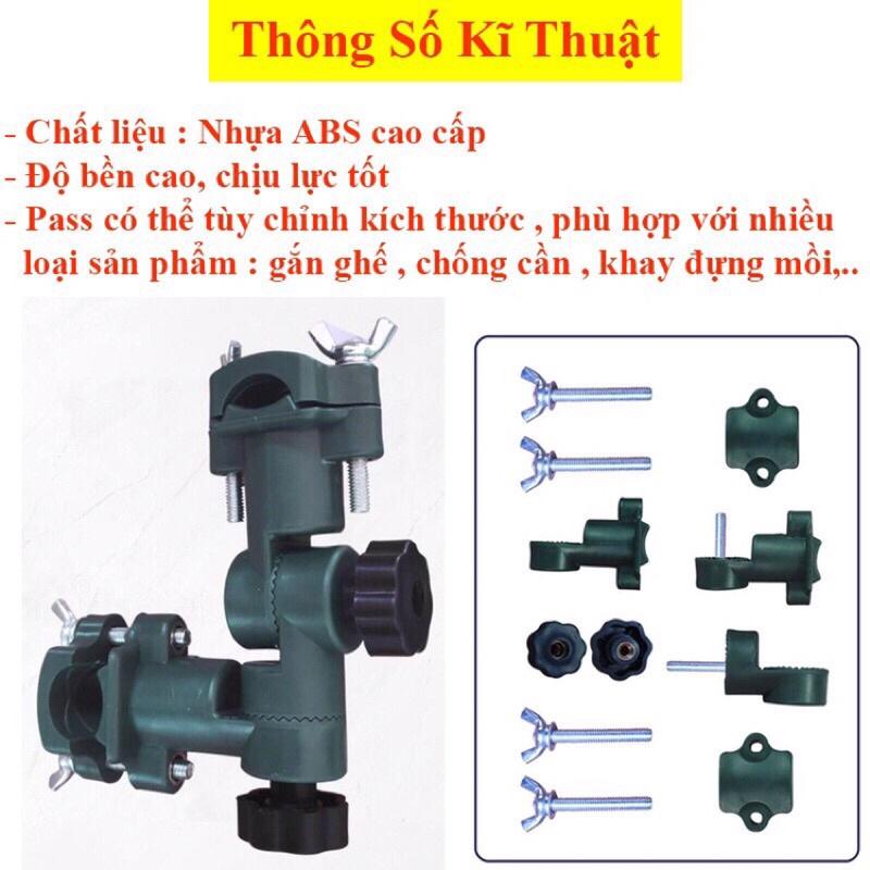 Pass đa năng gắn ghế đi câu,khay đựng mồi và chống cần