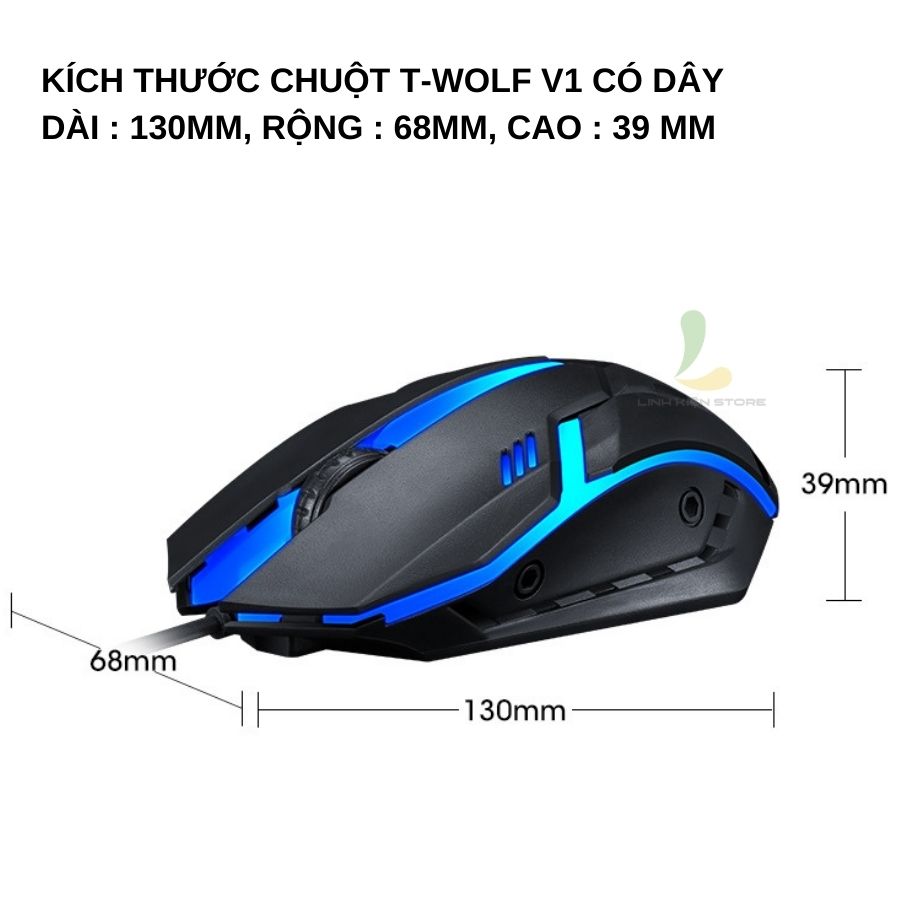 Chuột máy tính V1 - Chuột gaming giá rẻ có dây cắm USB tích hợp đèn led 7 màu cực bắt mắt