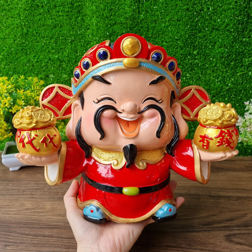 Thần Tài 22.5cm ôm 2 thỏi vàng Đa Tài Đa Phúc