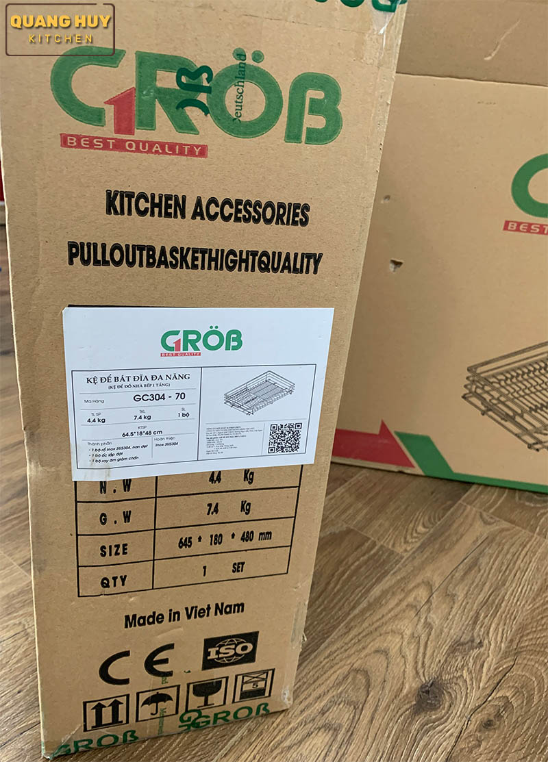 Giá úp bát đa năng nan dẹt inox 304 thương hiệu Grob mã GC304