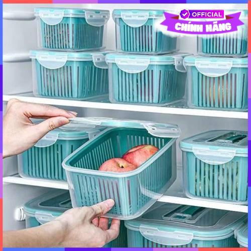 Sét 5 Hộp Đựng Đồ Tủ Lạnh Vouller Đa Năng 2 Lớp Cao Cấp Có Nắp Đạy Đựng Thực Phẩm  - Hàng Chính Hãng