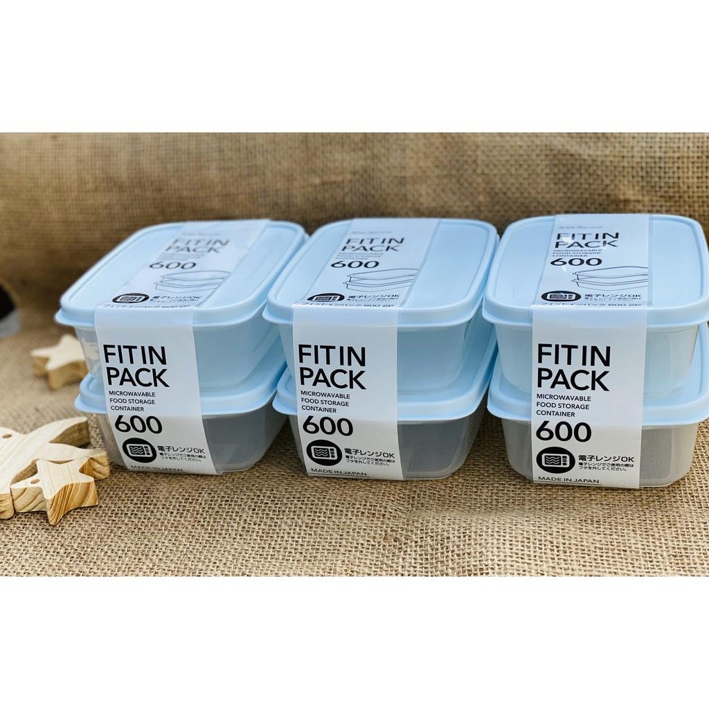 Set 2 hộp nhựa đựng thực phẩm Fitin Pack 600ml nắp dẻo NỘI ĐỊA NHẬT BẢN