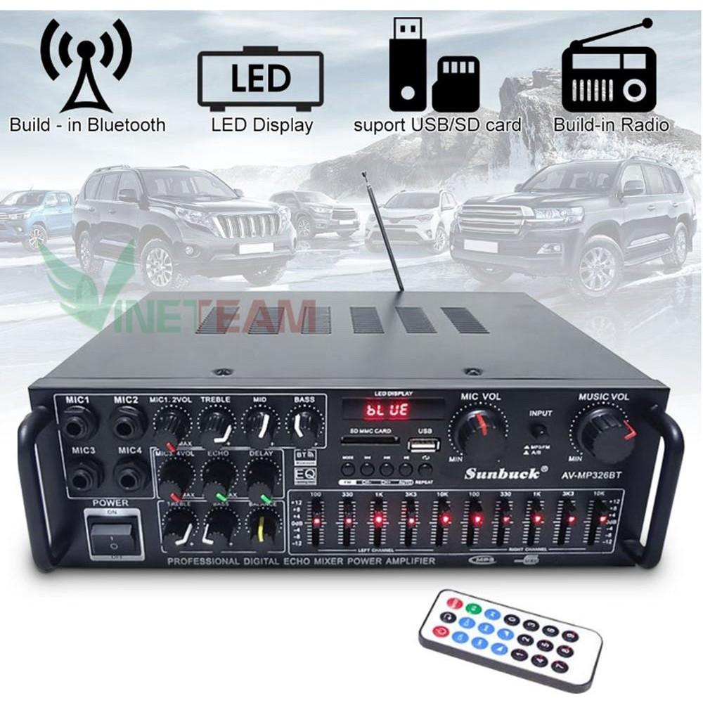 Ampli VINETTEAM Sunbuck 326Bt Có Bluetooth Dùng Nguồn Điện 220V/12V - Hàng Chính Hãng