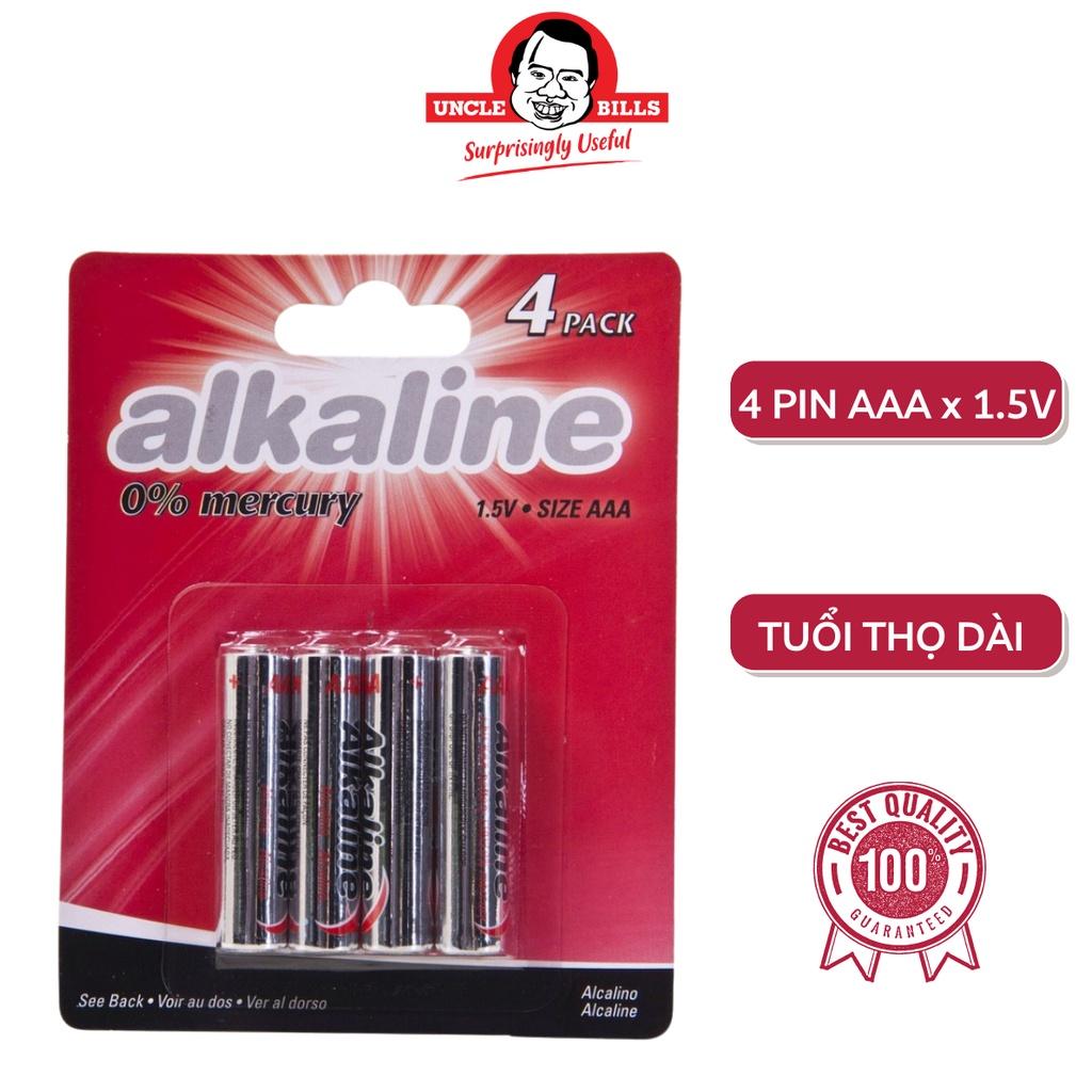 Bộ 4 Pin tiểu pin đũa Alkaline AAA điện thế 1.5V Uncle Bills IB0032 