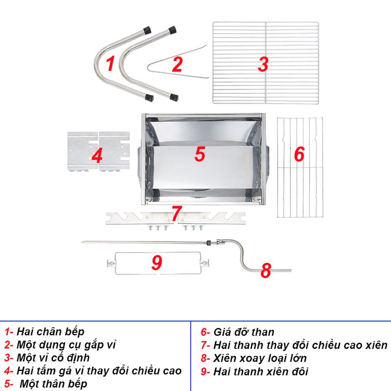 Bếp nướng than hoa xoay tay. Nướng đa năng, nướng vỉ, nướng tự xoay.  GeLife024. Chất liệu Inox