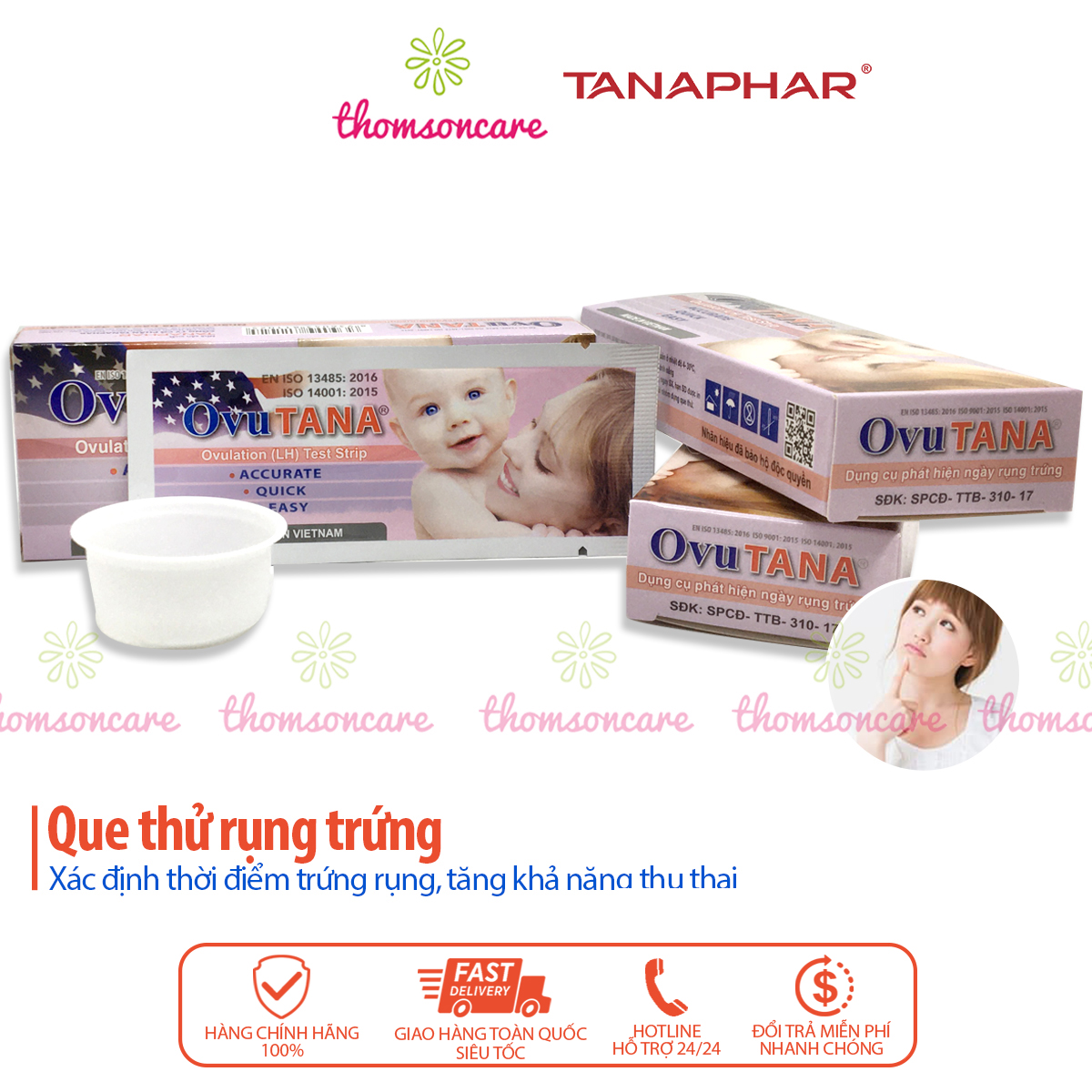 Que thử rụng trứng Ovutana - giao hàng kín đáo, che tên - Hộp 1 que test trứng