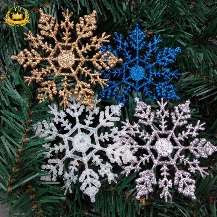 12Pcs New Glitter Snowflake Christmas Ornaments Xmas Tree Hanging Decoration HB