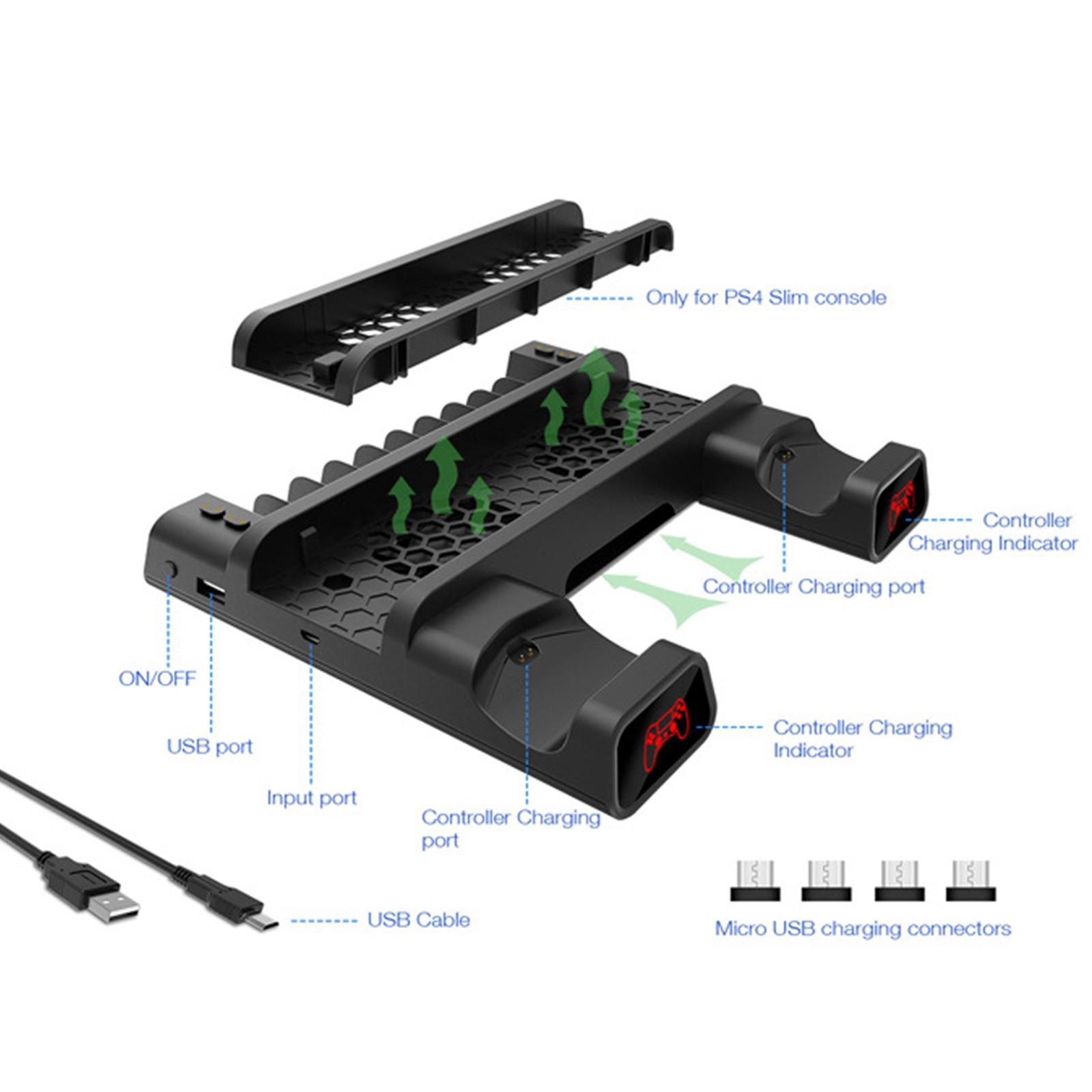 Vertical Stand for PS4 with Cooling Fan Controller Charging Stand