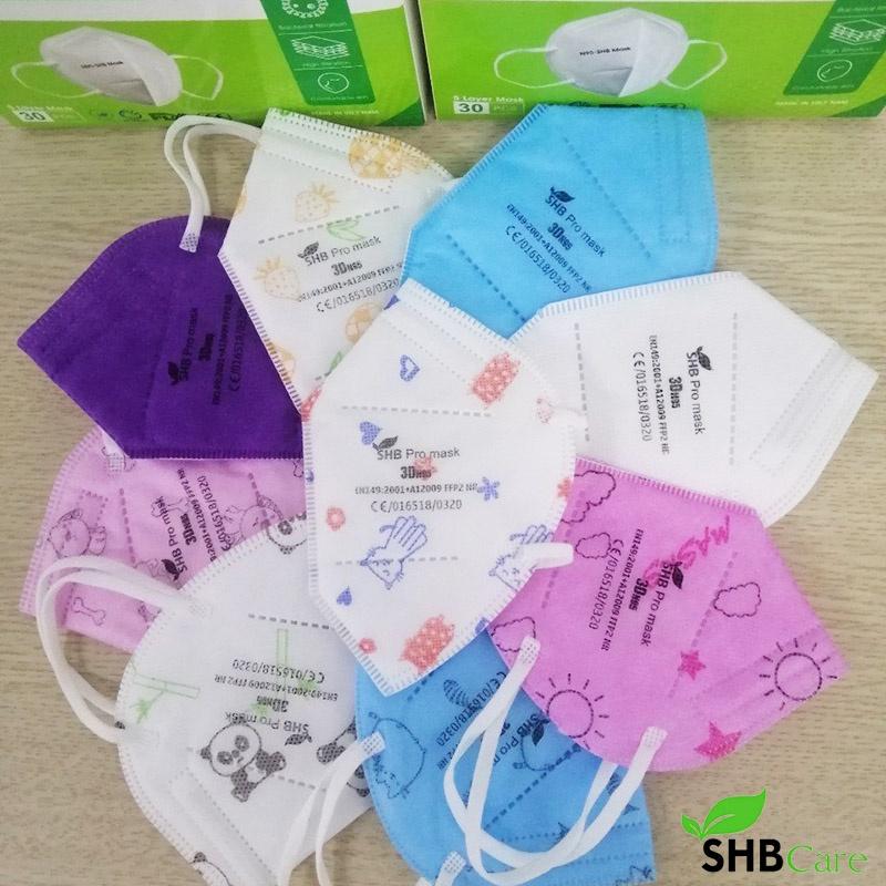 Khẩu Trang N95 Trẻ Em SHB Pro Mask - FFP2 - 4 Lớp - Nhiều Màu cho bé từ 3-12 tuổi