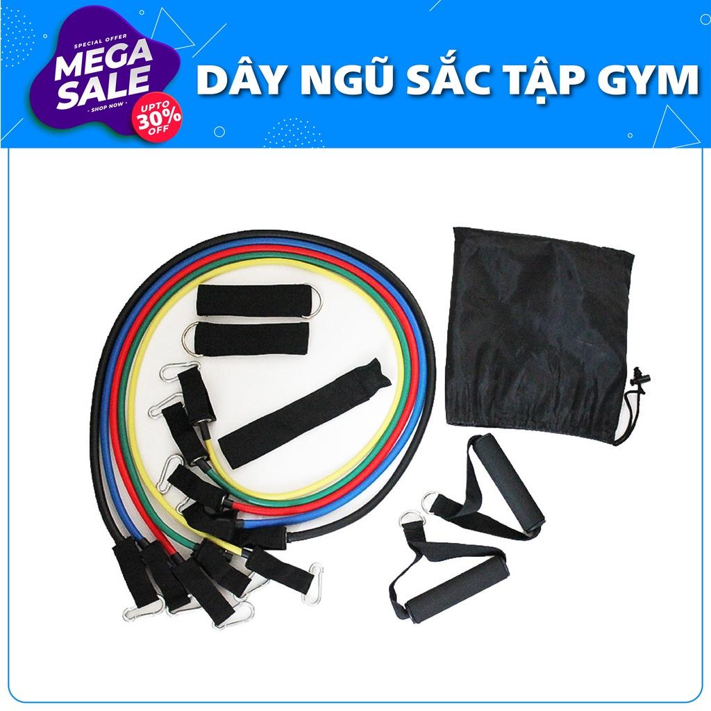 BỘ 5 DÂY NGŨ SẮC TẬP FULL BODY ĐÀN HỒI KHÁNG LỰC 11 MÓN TẬP GYM TẠI NHÀ TIỆN ích