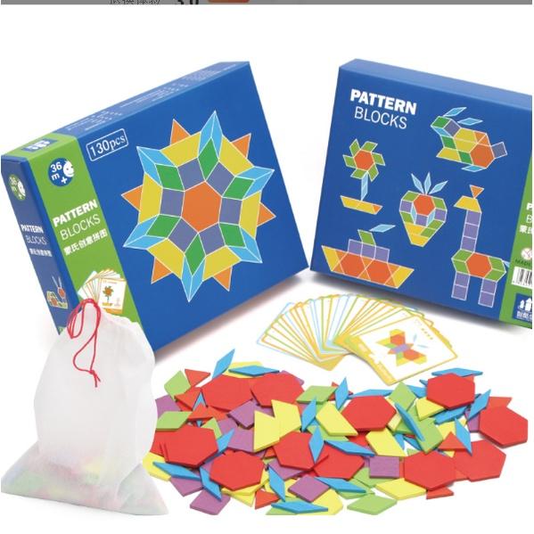 Đồ chơi bộ xếp hình sáng tạo Tangram 130 chi tiết bằng gỗ cho bé - Bộ đồ chơi Puzzle Block 130 chi tiết cho bé thoả sức