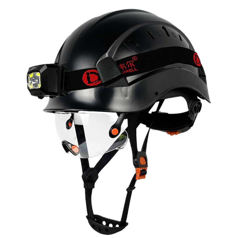 Mũ bảo hiểm an toàn xây dựng CE có tấm che đầu Đèn LED ABS HardHat Aloft Work Công việc ngoài trời công nghiệp ANSI vào ban đêm Bảo vệ