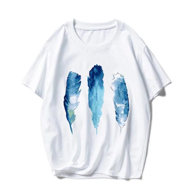 Áo Thun SoYoung In Hình Lông Vũ Xanh