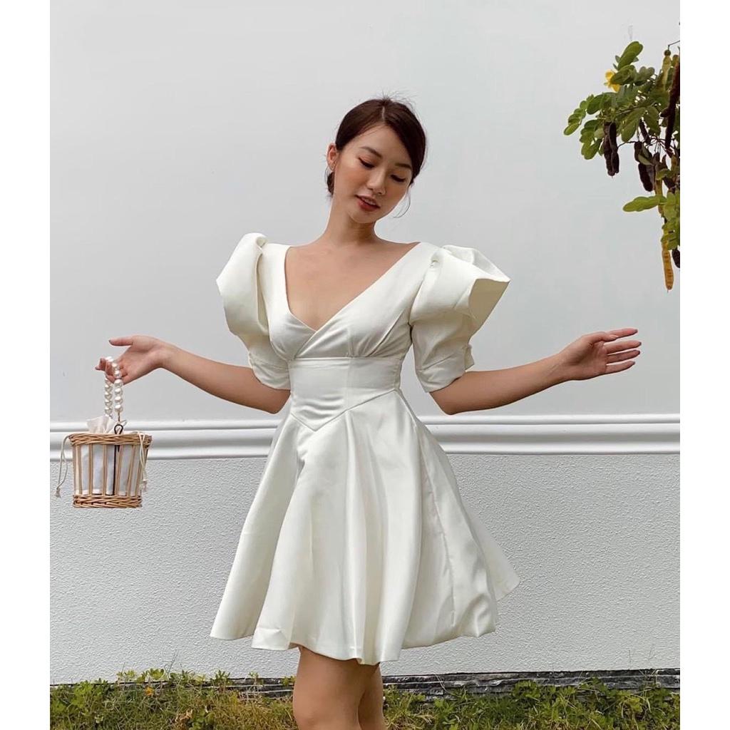 Đầm Cổ Chéo Tay Phồng Khoét Dimi Dress Siêu Xinh - YUME Y0665