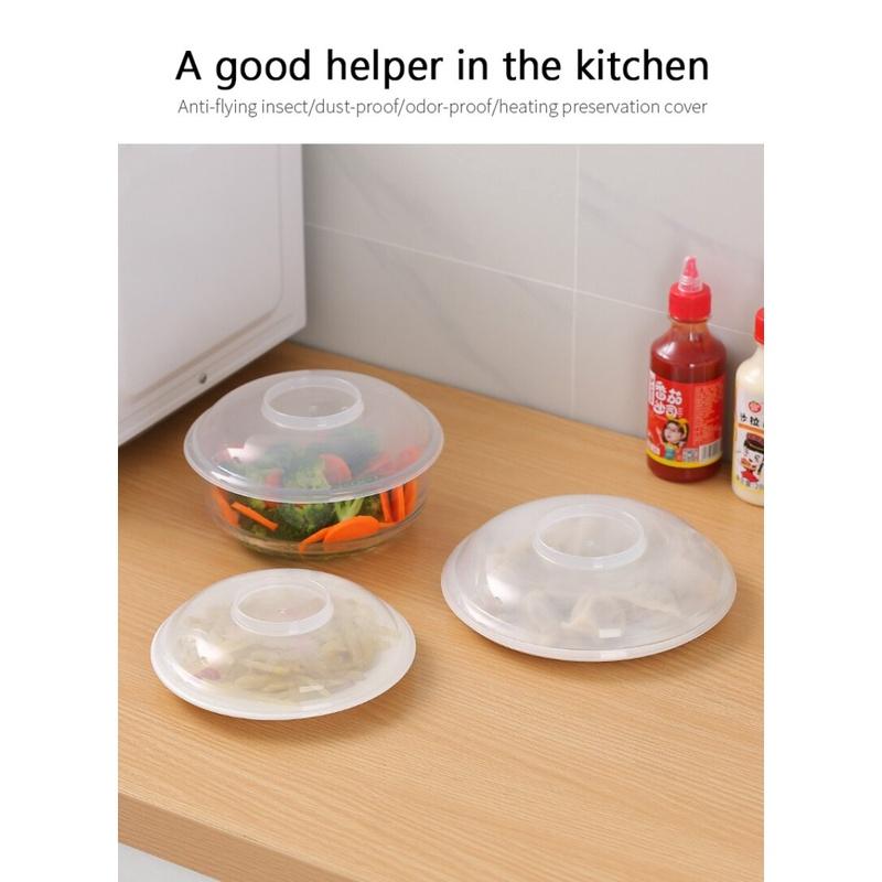 Round Food Insulation Cover Microwave Splash-proof Cover Clear Lid Safe Vent Keeping Fresh Seal Wrap Cover Kitchen Accessories
