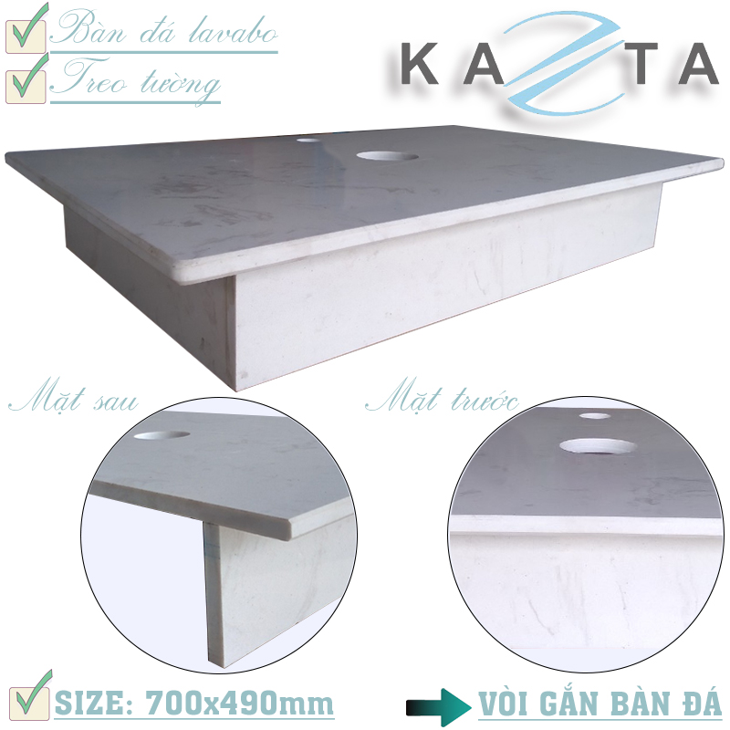 Combo Lavabo Đặt Bàn Đá Kèm Vòi Nóng Lạnh Giả Cổ, Gương Dây Da, Giá Treo Khăn Đa Năng KAZTA KZ-CBB04G