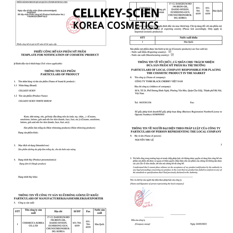 Tinh Chất Tế Bào Gốc Tái Tạo Phục Hồi Trẻ Hoá Da Cấp Ẩm Dưỡng Trắng Chống Lão Hoá Cellkey-Scien White Serum 30ml