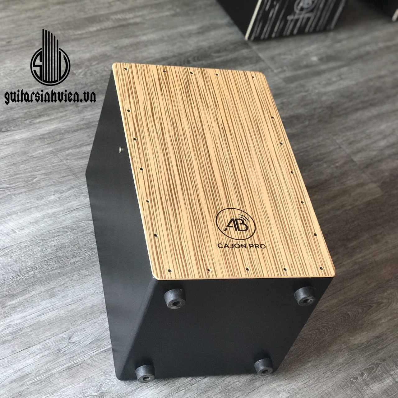 Trống cajon AB-D2 trắng sọc có tay chỉnh snare  - Snare rung chắc, bass ấm - Tặng bao