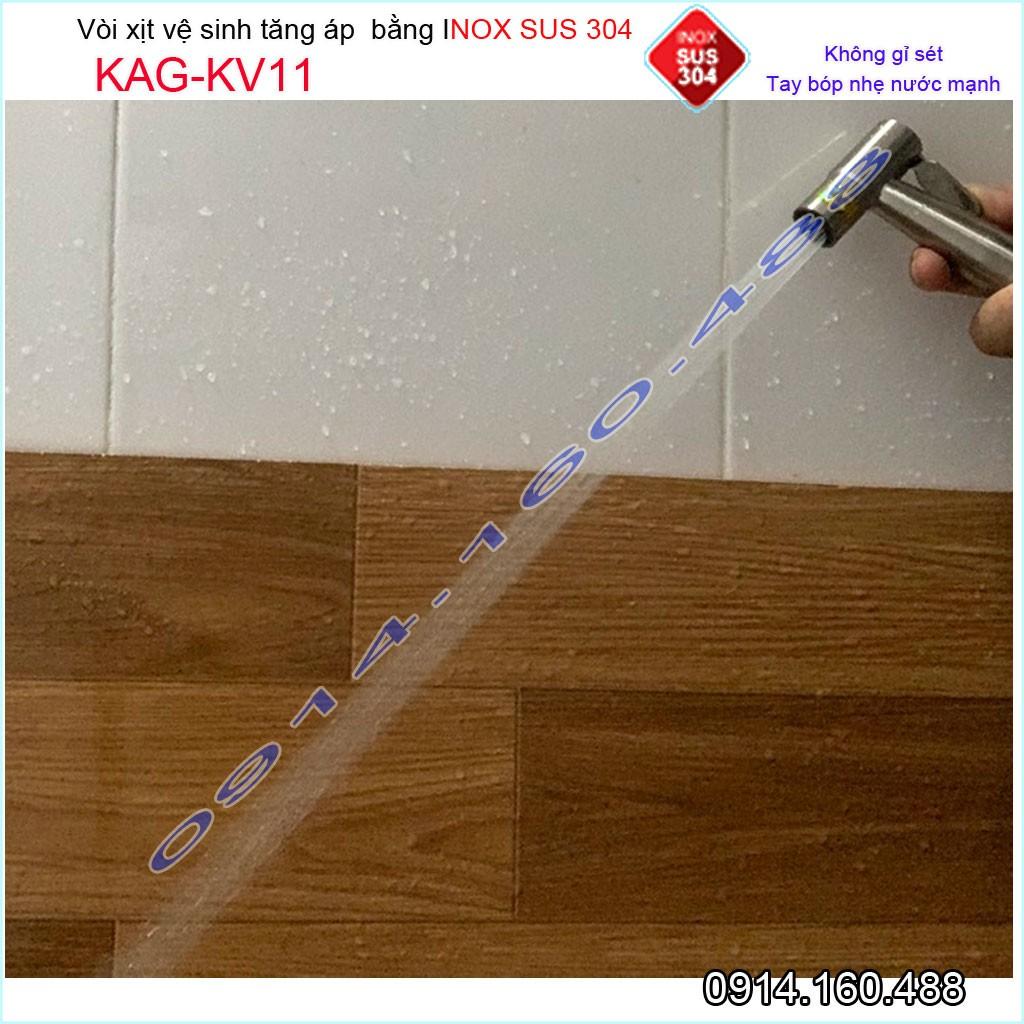 Vòi xịt vệ sinh KAG-KV11 SUS304, xịt rửa bồn cầu inox mờ tia nước mạnh chịu áp cao lực chung cư siêu bền sử dụng tốt