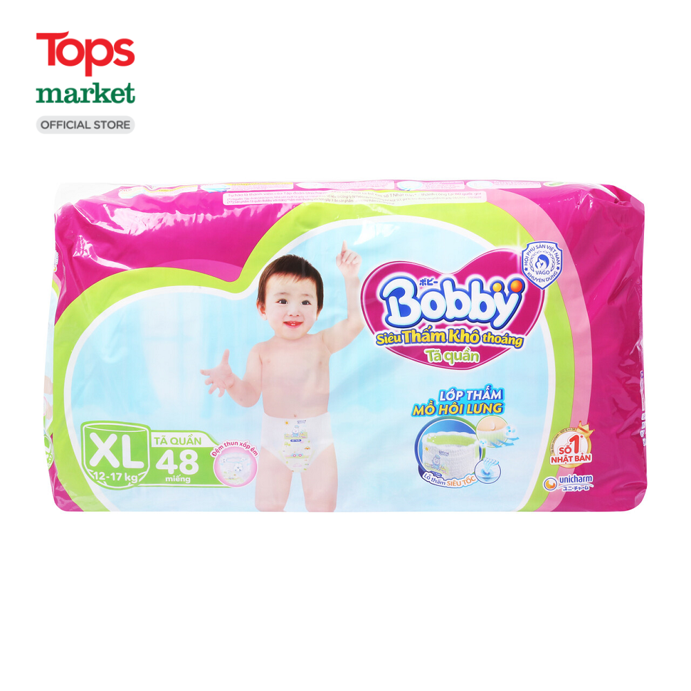 Tã Quần Bobby Siêu Thấm Chống Tràn Size XL 48 Miếng