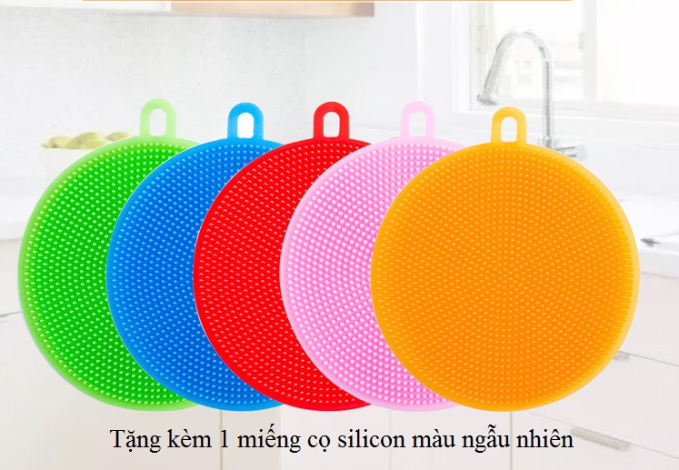 Bộ dụng cụ lau kính 2 mặt siêu sạch  giao màu ngẫu nhiên - Tặng 1 miếng cọ rửa silicon