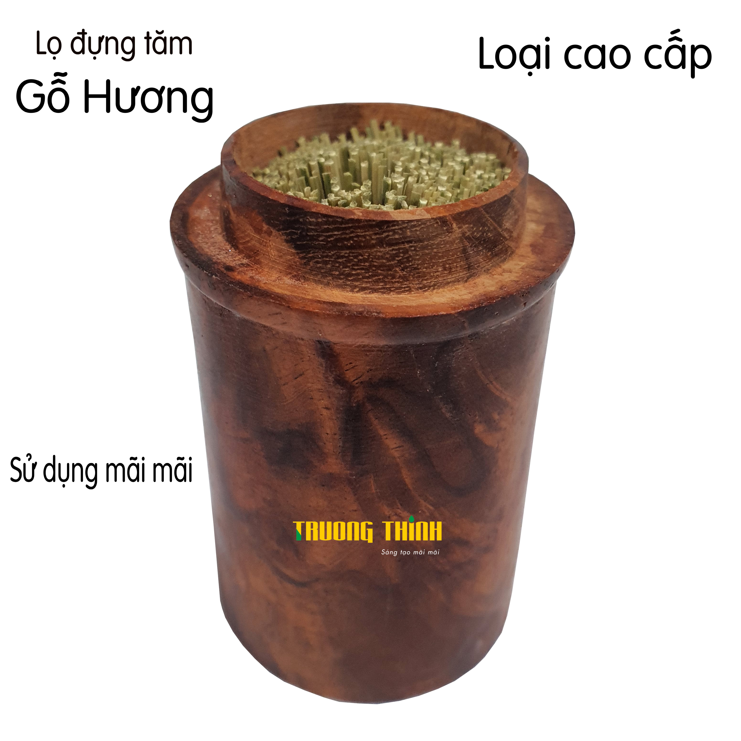 Lọ Đựng Tăm Bằng Gỗ Hương Cao Cấp Trường Thịnh Tiện Dụng Bền Đẹp Sang Trọng Tiết Kiệm – Hình Trụ Tròn.