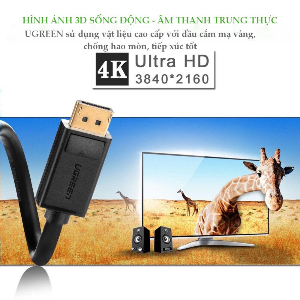 Cáp Chuyển Displayport sang HDMI Cao Cấp Ugreen 10238 10239 10202 10203 10204 Chính hãng DP101 hàng chính hãng