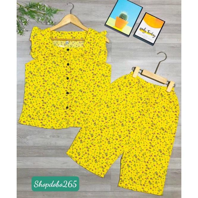 Đồ bộ nữ,đồ ngủ mặc nhà lửng vải lụa mango BL 36 họa tiết hoa nhí dễ thương size 47-60kg.