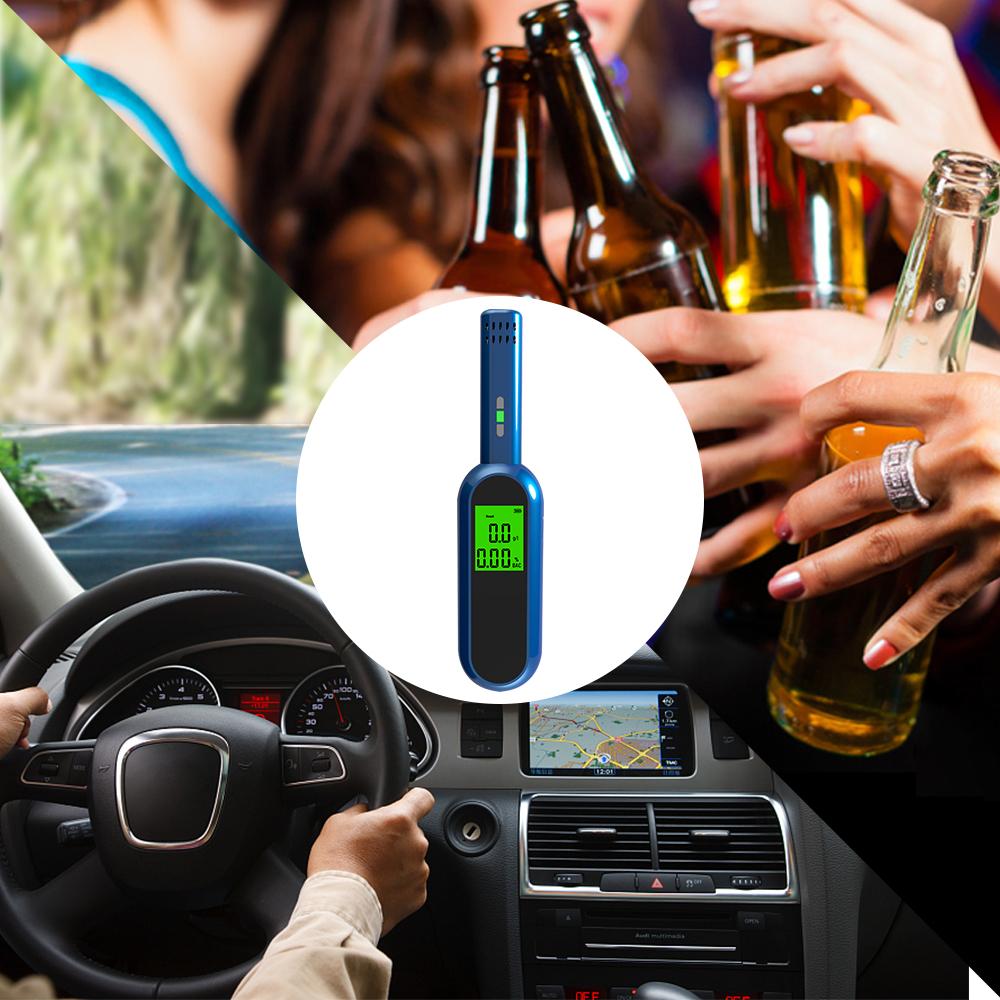 Rechargeable Breath Alcohol Tester LCD Digital Breathalyzer Blowing Alcohol Tester Portable Hand-held Drunk Driving Detection Gauge