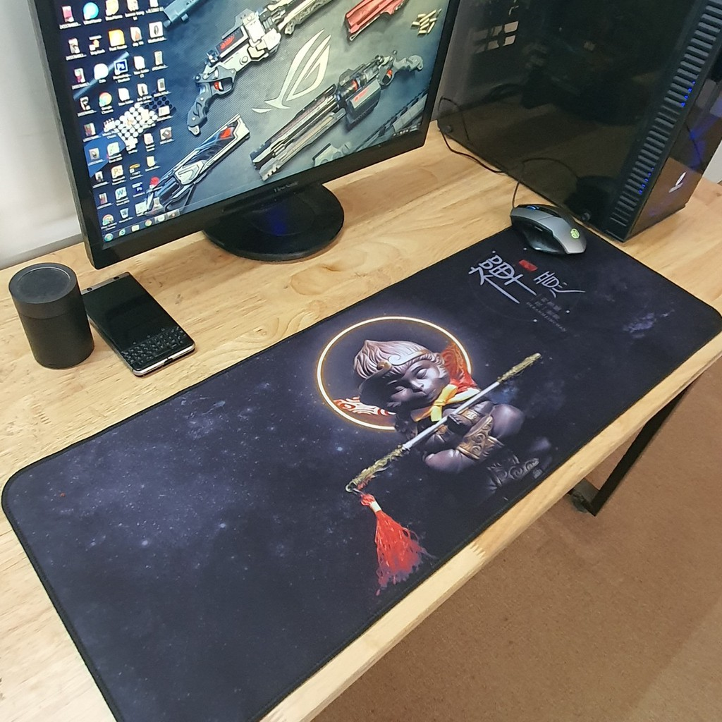 Pad Chuột Cỡ Lớn Lót Bàn Phím, Miếng Lót Chuột, Bàn Di Siêu Mượt Trải Bàn Kích Thước Lớn - Hàng Chính Hãng - 90X40 Cm - Tôn Ngộ Không