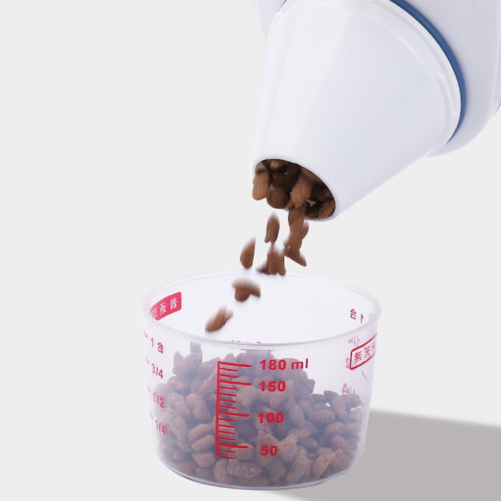 Feed Container Tank with Measuring Cup Animal Bin Dog