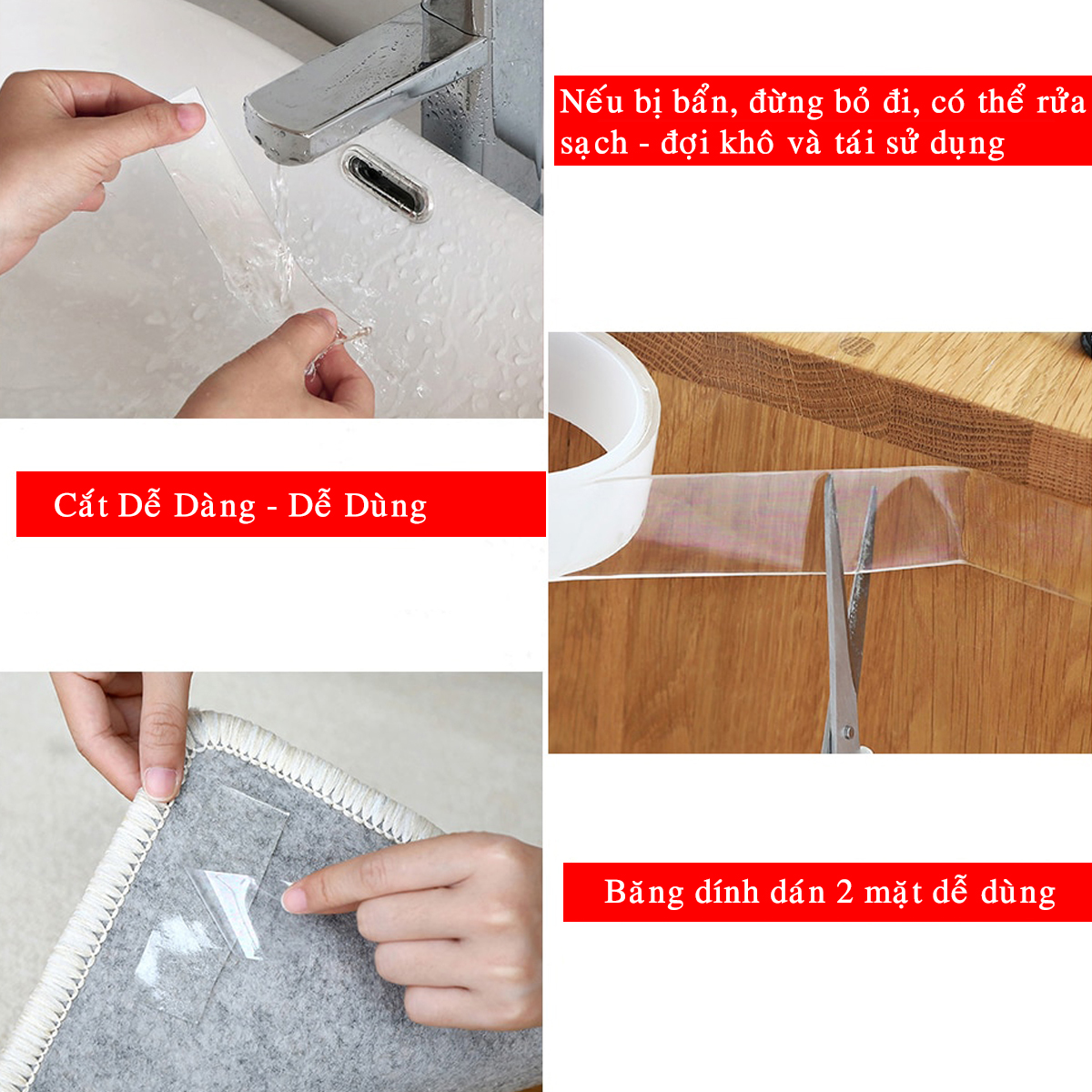 Hình ảnh [Hàng Cao Cấp Loại Dày 2mm] Băng Dính 2 Mặt Đa Năng Trong Suốt Siêu Dày 2mm – Chọn Chiều Dài – Siêu Bám Dính - Băng Keo Trong Suốt Chính Hãng dododios