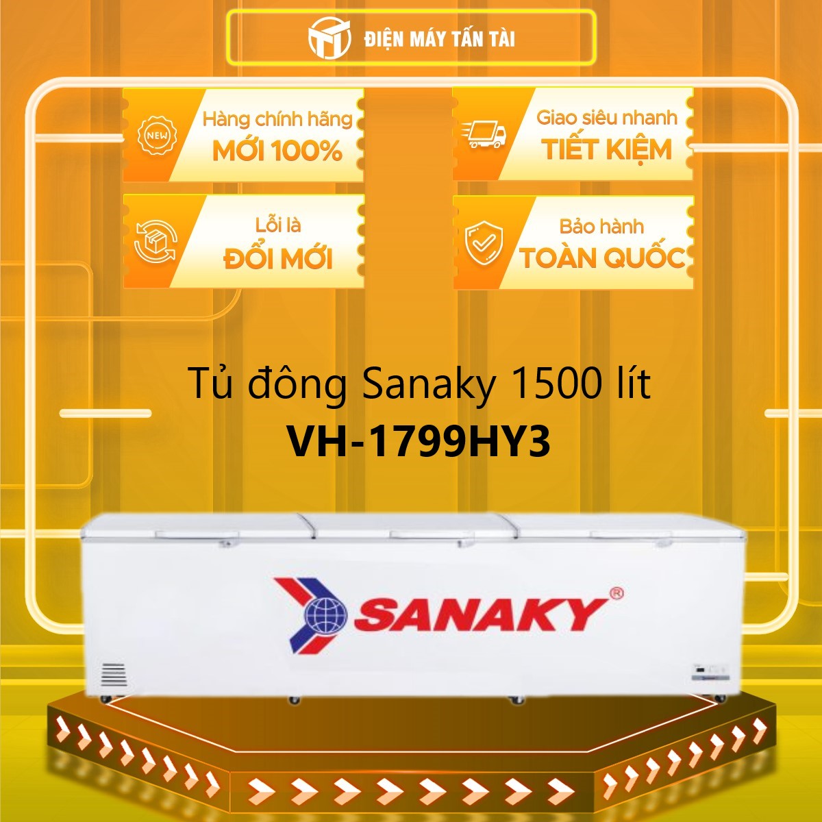 VH-1799HY3 - Tủ đông Sanaky inverter 1500 lít VH-1799HY3 - Hàng chính hãng