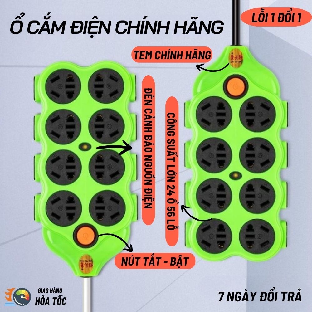 Ổ Cắm Điện Đa Năng Chống Giật Công Suất Lớn 24 Ổ 56 Lỗ, Chống Cháy Nổ Chịu Va Đập Mạnh