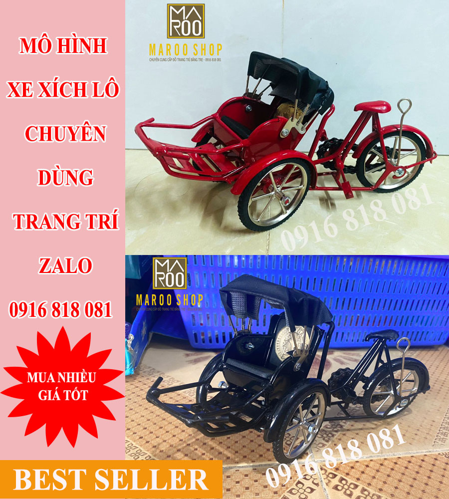 XE XÍCH LÔ MÔ HÌNH MINI DÙNG TRANG TRÍ MÀU ĐỎ VÀ ĐEN