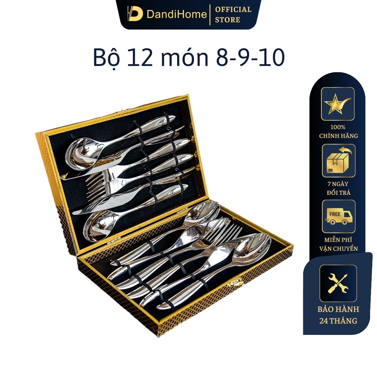 Bộ Dụng Cụ Bàn Ăn Dao Thìa Nĩa Inox 304 Dandihome Cao Cấp - Bộ Dao Muỗng Nĩa Dandihome Cao Cấp 12 Chiếc