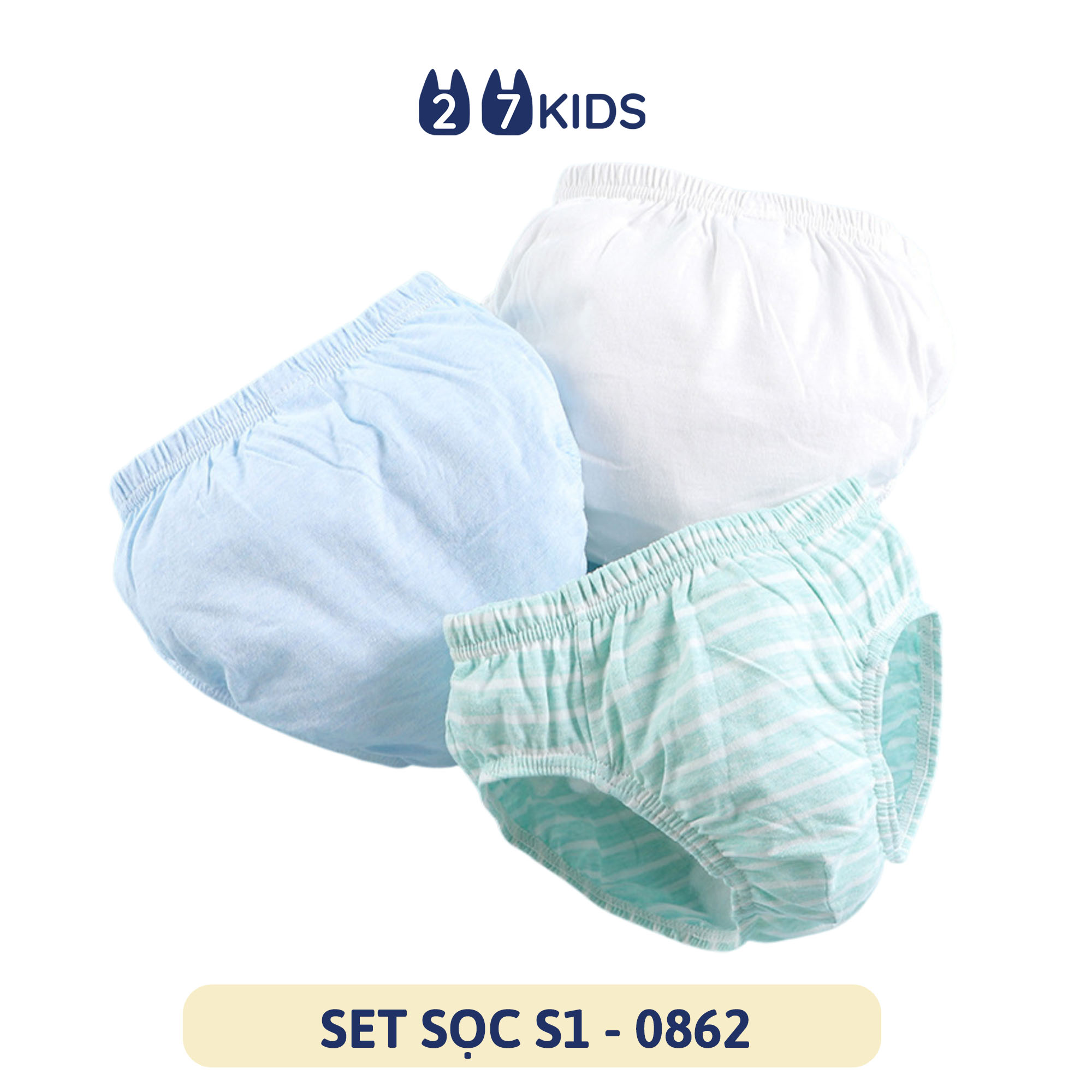 Set 3 quần lót bé trai 27kids chip tam giác bé trai vải cotton khử khuẩn công nghệ mới họa tiết dễ thương BSUW3