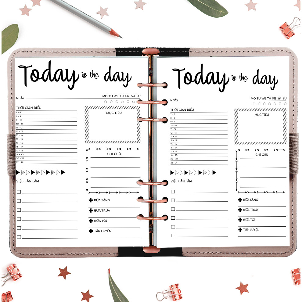 Sổ c.ò.n.g 6 lỗ A5 planner &quot;Kế hoạch trọn đời&quot;  tháng, tuần, ngày in sẵn layout trang trí