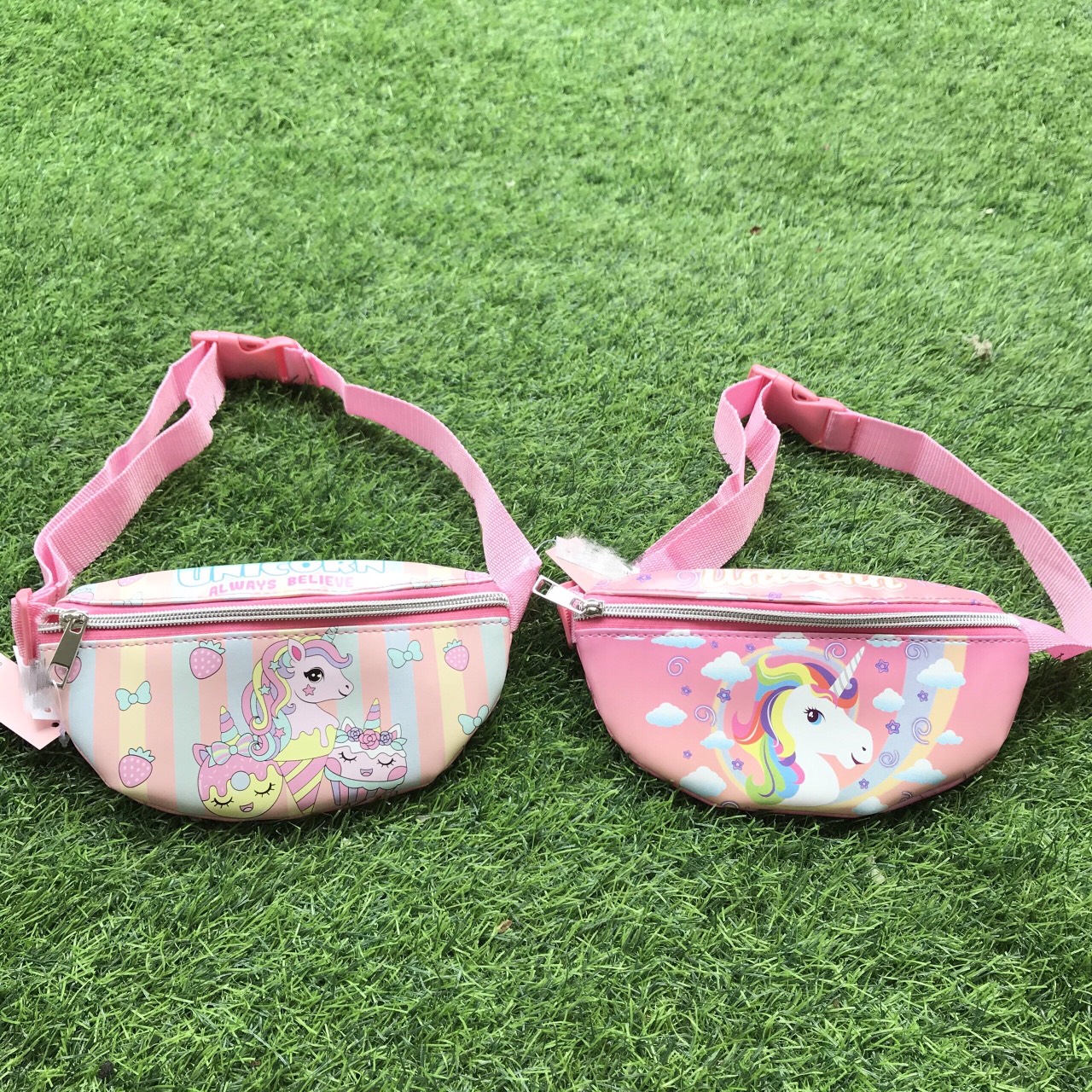 Túi đeo bao tử 1 ngăn hình Unicorn cầu vồng màu hồng cho bé gái siêu hot - - R145UN1759