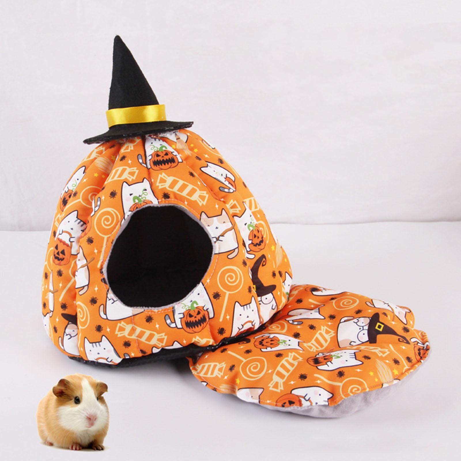 Halloween Pumpkin Nest, Nest House, Pet Accessories, Soft Sleeping Bed, Tent Cage Warm Bed Cave Tent for Hamster Small Pet, Animals Bird Hedgehog